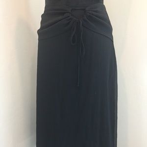 Cute Black Drapped Skirt with Waist Embellishment